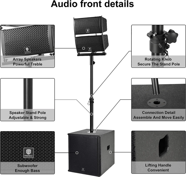 Proreck CLUB-6000 PA Speaker System 6000W Combo 4 Line Array Speakers and 15  Subwoofer with Bluetooth and Remote New on Sale - Image 3