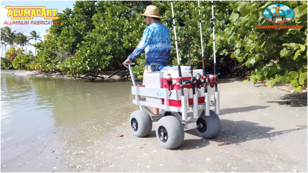 Alumacart Kahuna Junior Beach and Fishing Wagon with Rod Holders New For Cheap - Image 2