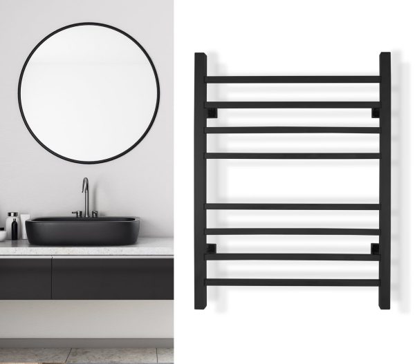 WarmlyYours TW-SR08KS-HP Sierra Dual Connection 8 Bar Towel Warmer in Matte Black New For Discount - Image 4
