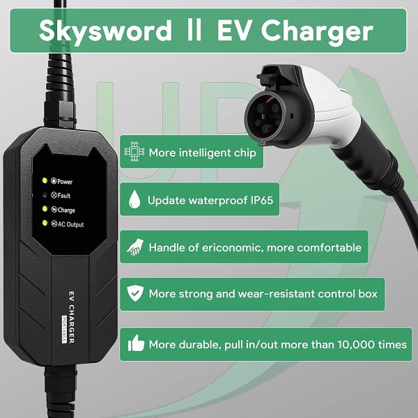 Megear Skysword Ⅱ Level 1 & 2 100-240V 16A NEMA 6-20 Plug with NEMA 5-15 25ft Portable EVSE EV Charging Station New on Sale - Image 4