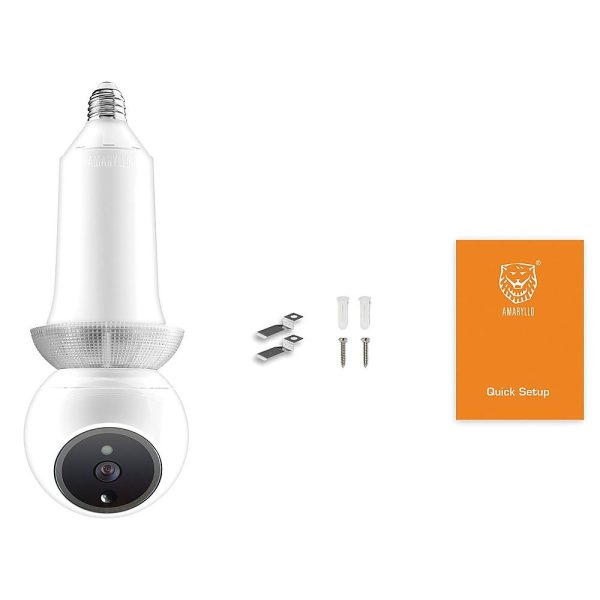 Amaryllo Zeus Biometric Auto Tracking Light Bulb Indoor Security Camera Comes With 1 Year of 24 7 Recording Service Plan  White New Online Sale - Image 2