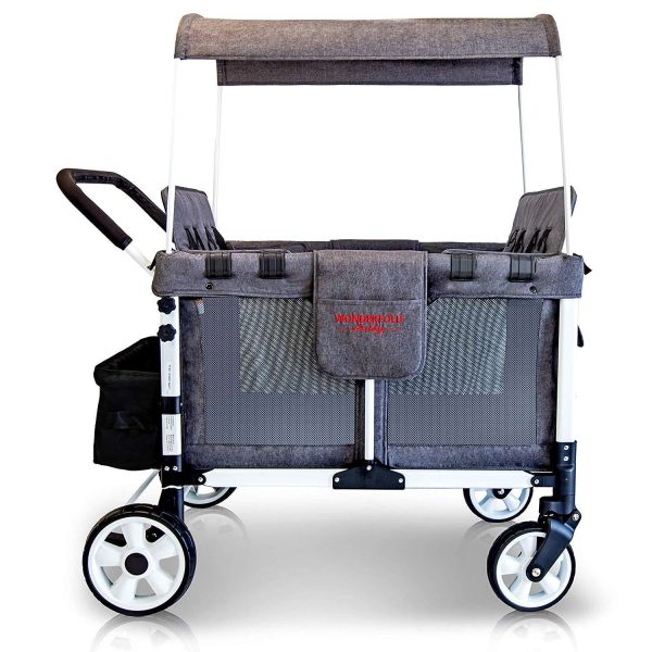 WonderFold Baby Multi-Function Folding Quad Stroller Wagon with Removable Canopy and Seats Gray Used Supply