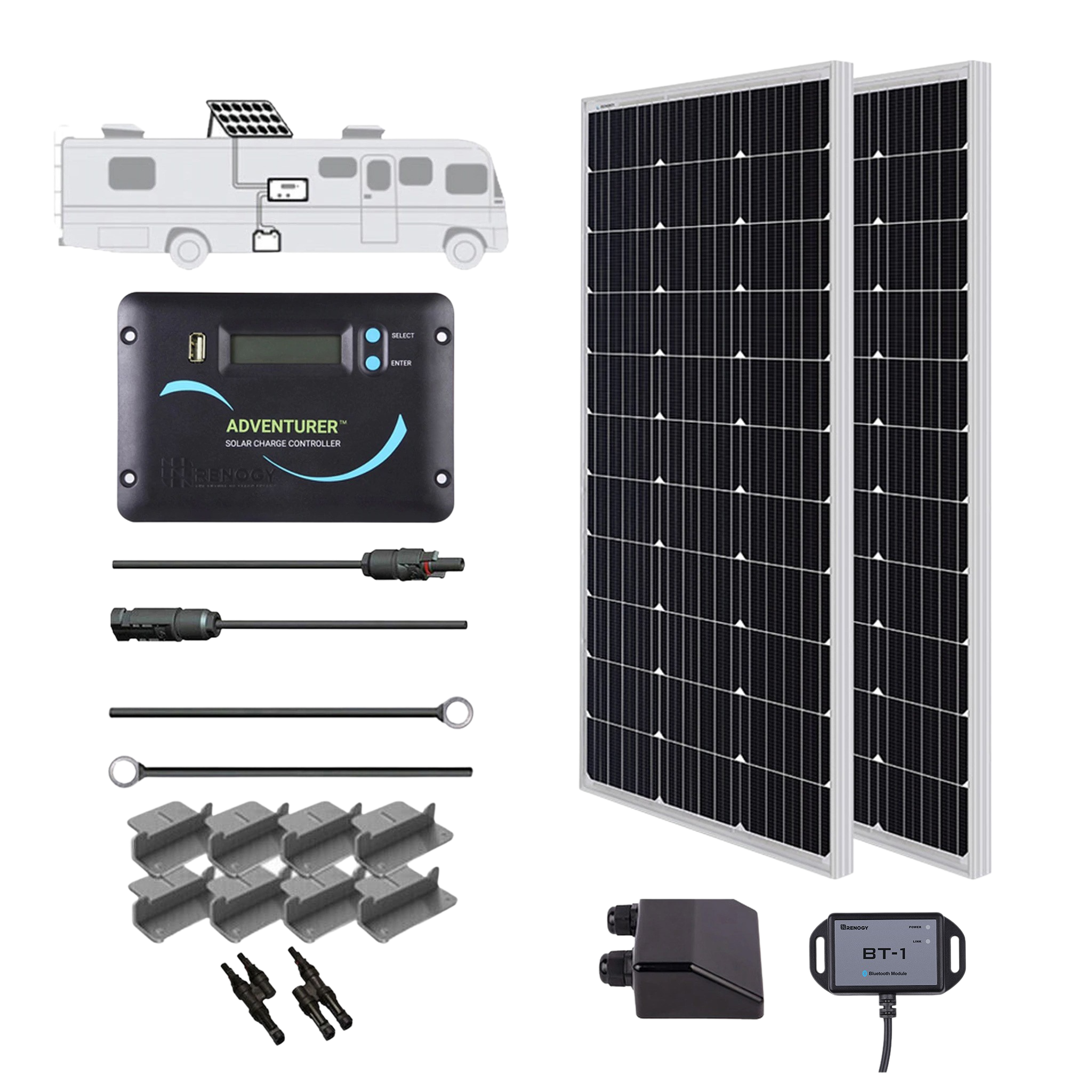 Renogy RNG-KIT-RV200D-ADV30-US 200 Watt 12 Volt Solar RV Kit New Discount