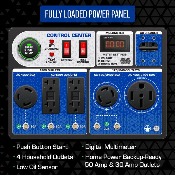 DuroMax XP13000HX 10500W 13000W Dual Fuel CO Alert Electric Start Generator New Hot on Sale - Image 5