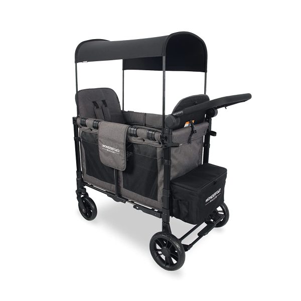 WonderFold W2 Elite Push Pull 2-Passenger Stroller Wagon Gray New Sale - Image 3