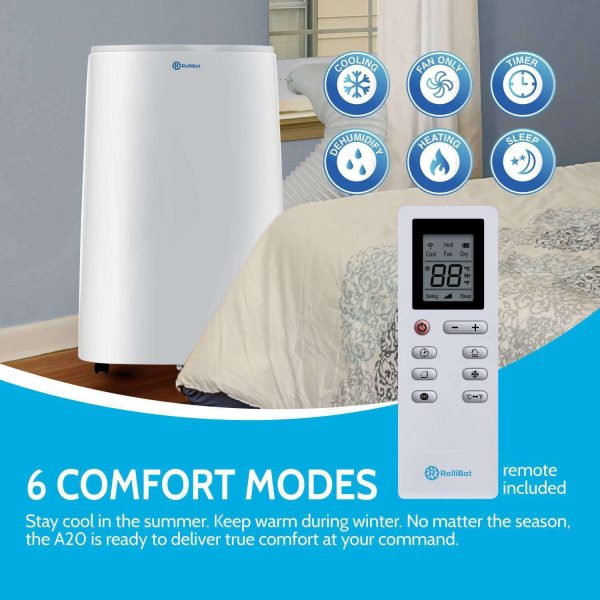 Rollibot Rollicool A20 14000 BTU Portable Smart Alexa Enabled Ultra Quiet Air Conditioner with Heater Dehumidifier Fan and Remote New on Sale - Image 4