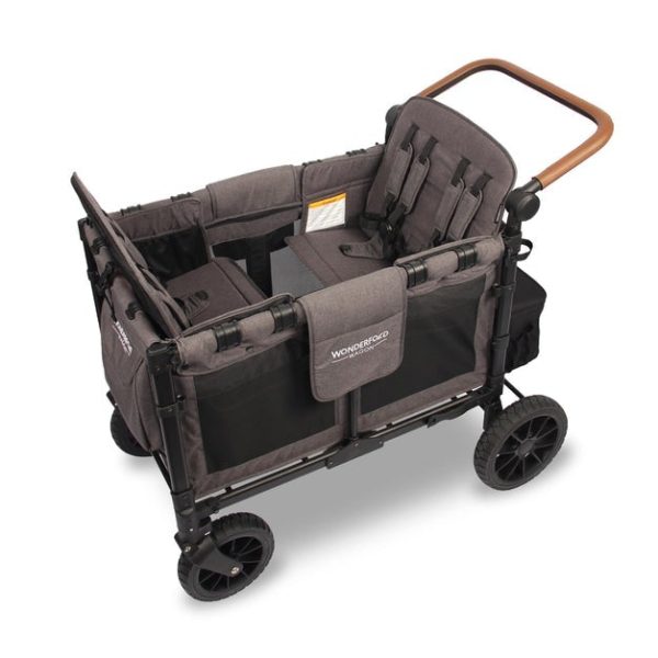WonderFold W4 Luxe Push Pull 4-Passenger Quad Stroller Wagon Gray With Black Frame New Sale - Image 4